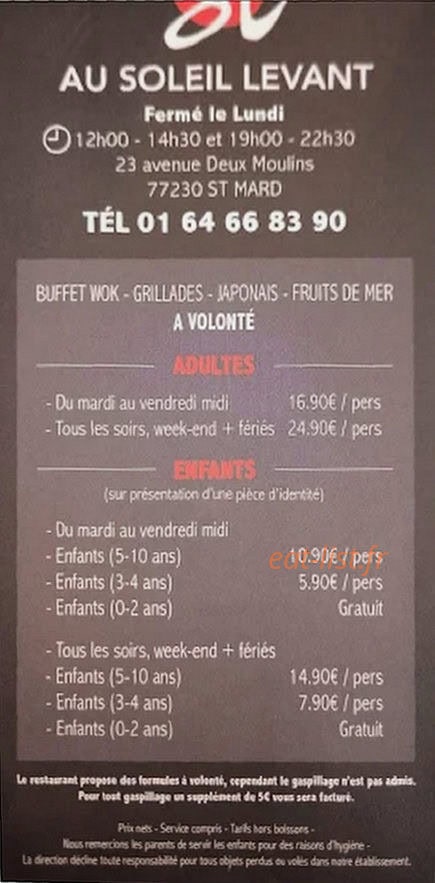 Au soleil levant — carte page 1