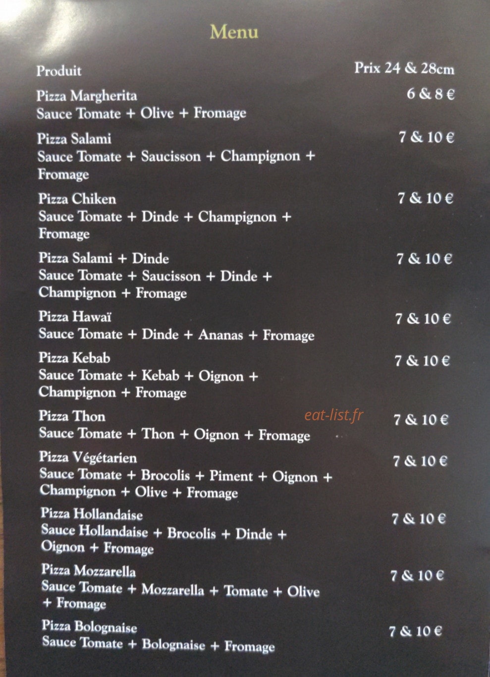 Restaurant de la Mairie — carte page 1