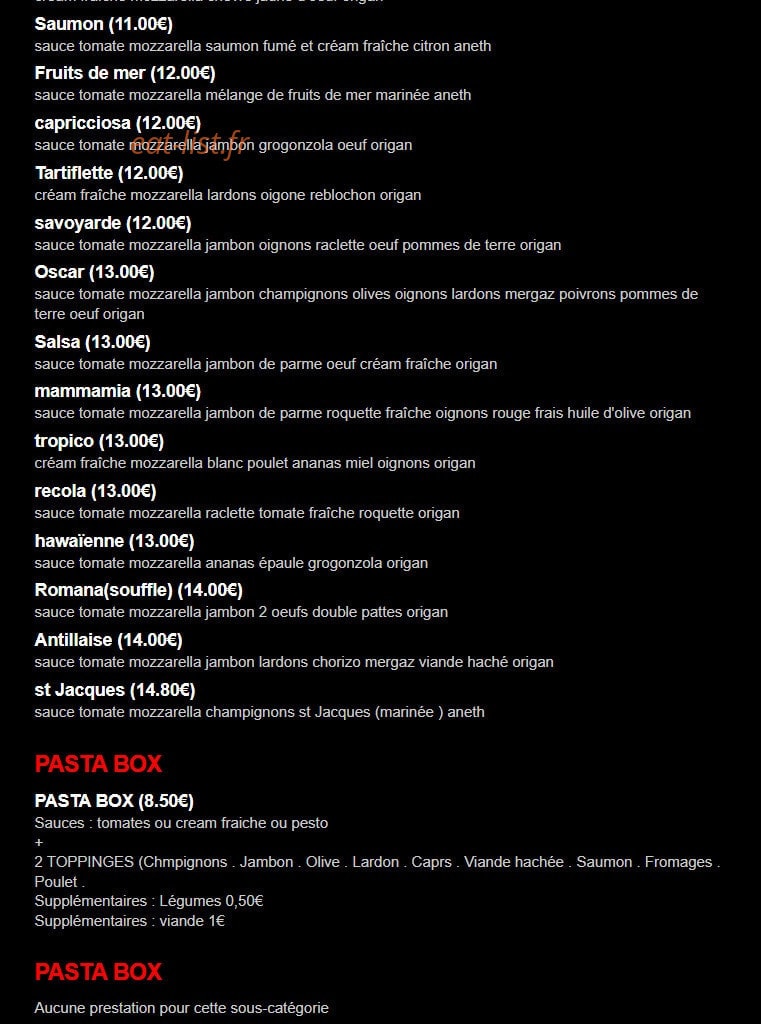 La salsa — carte page 2