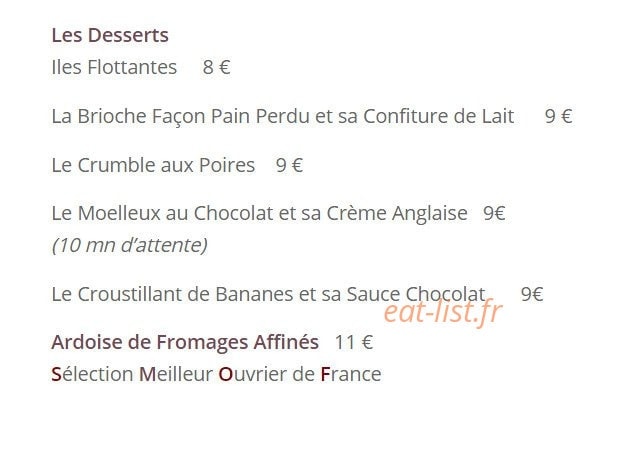 Le Ti'Bistro — carte page 2