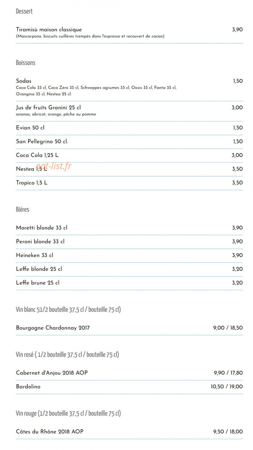 Red's Pizza — carte page 3