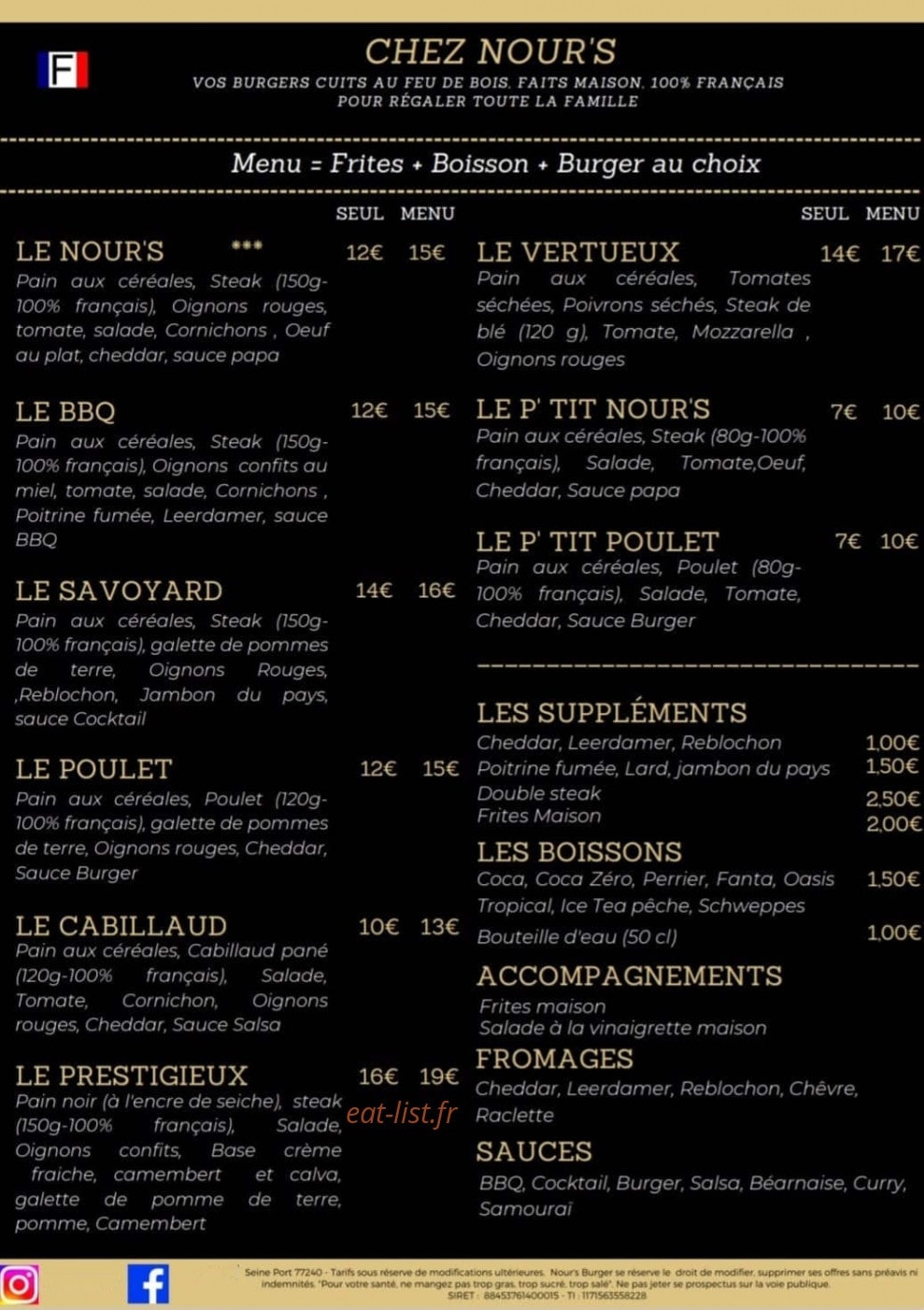 Chez Nour's — carte page 2