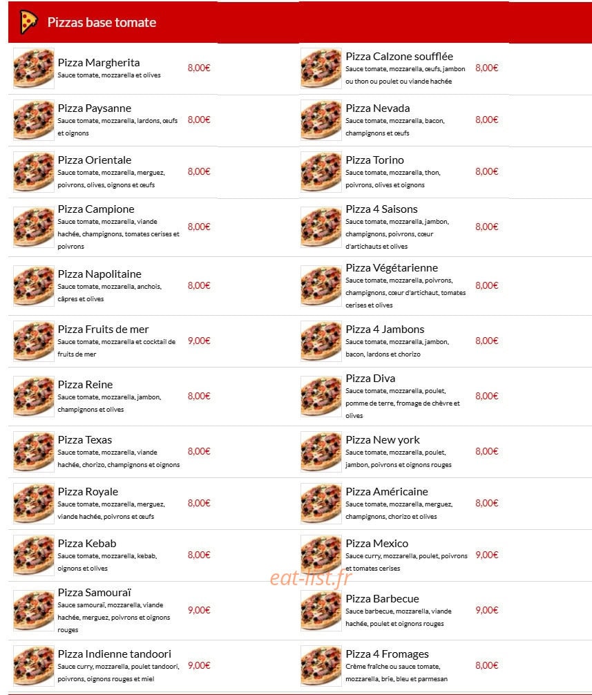 Diva Pizza — carte page 2