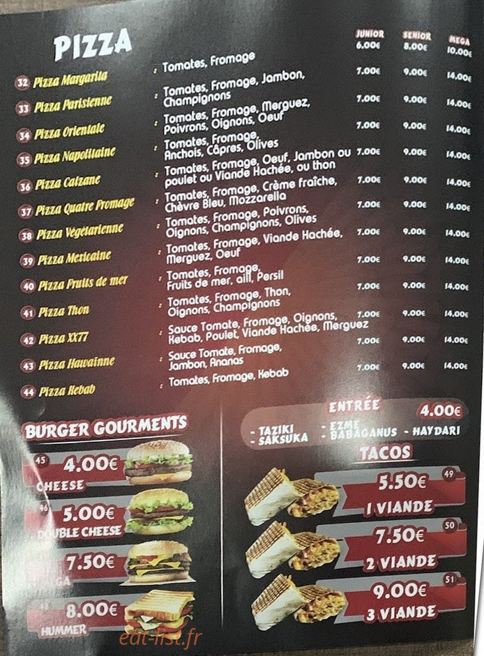 Kebab 77 — carte page 1