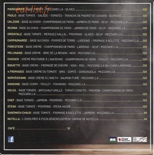 Pizza Artisanale — carte page 2