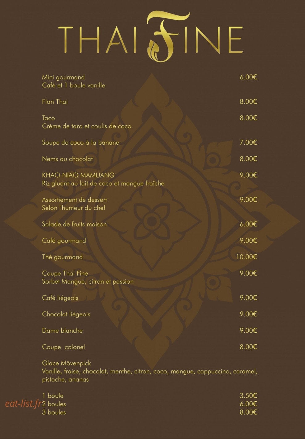 Thai Fine — carte page 4