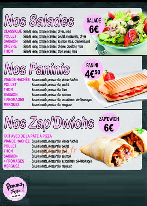 Yemma Pizza — carte page 3