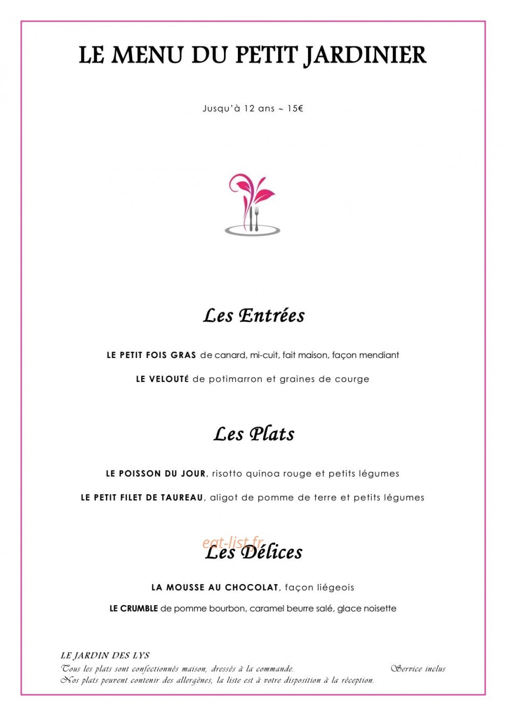 Le Jardin des lys — carte page 4