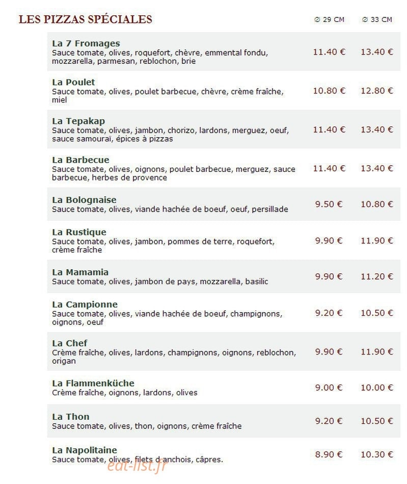 Le Kiosque à Pizzas — carte page 2