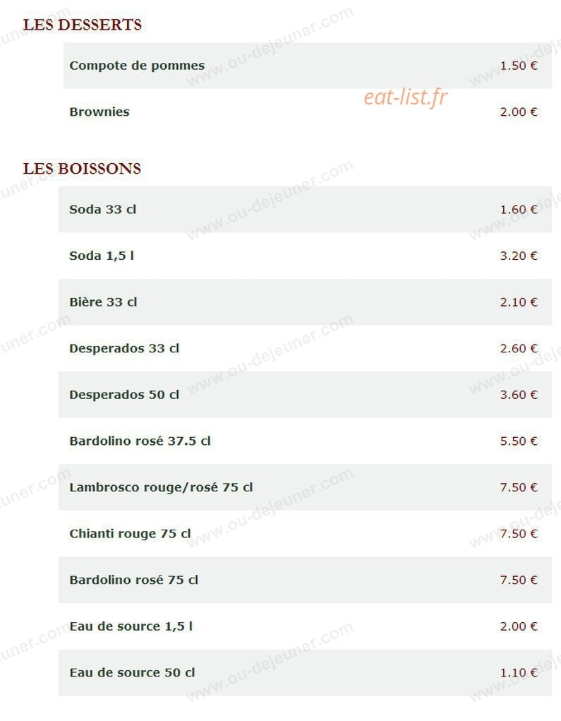 Le Kiosque à Pizzas — carte page 4