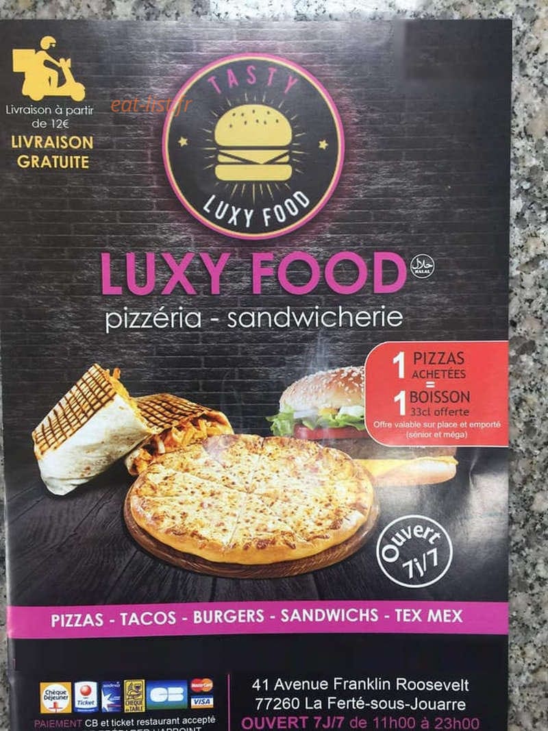 Luxy food — carte page 1