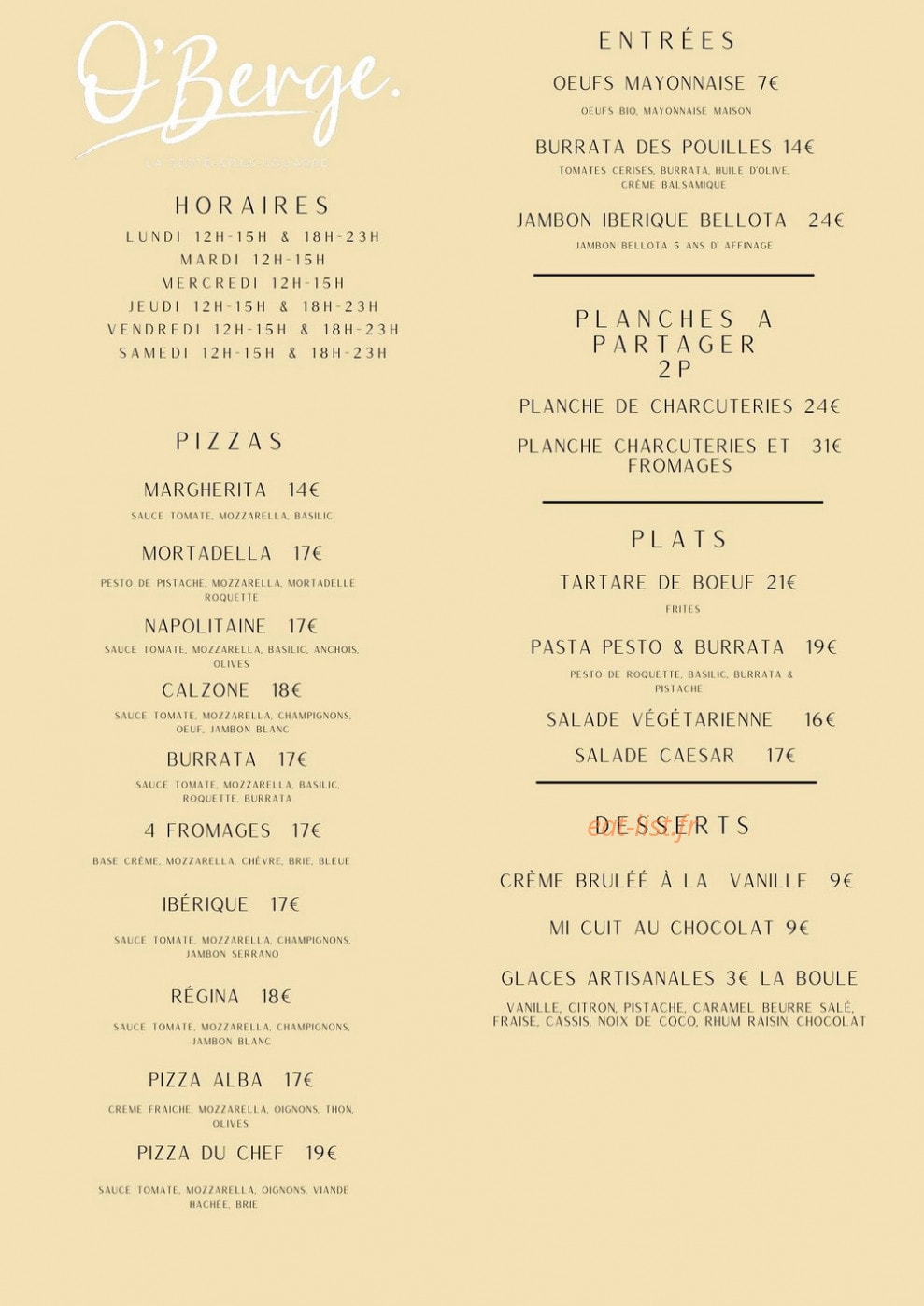 O' Berge — carte page 1