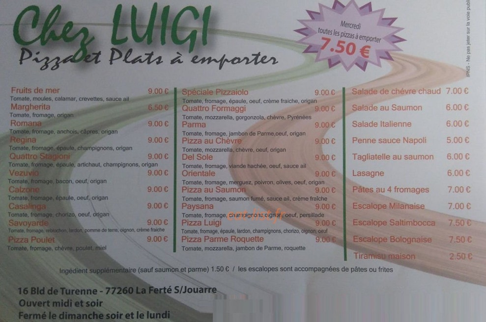 Pizza Luigi — carte page 2