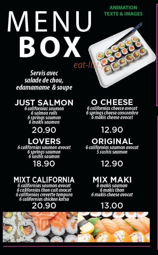 Carte et menu de Sushi nori à La Ferte Sous Jouarre — Les menus box