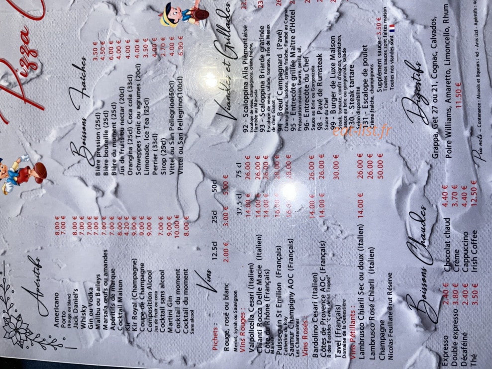 Pizzeria Cesena — carte page 2