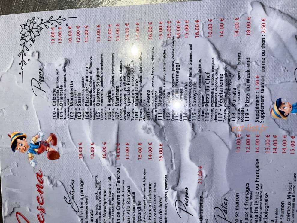 Pizzeria Cesena — carte page 3