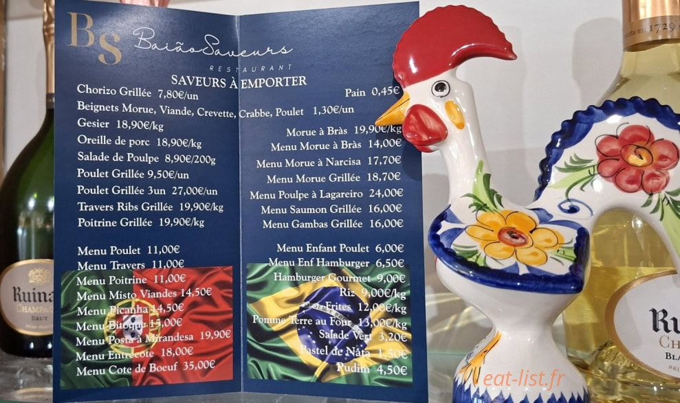 Baião Saveurs — carte page 1