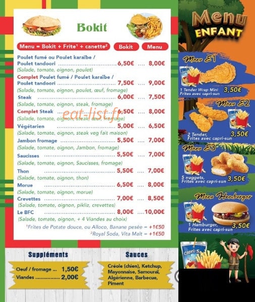 Bokit & Favorite Chicken — carte page 3