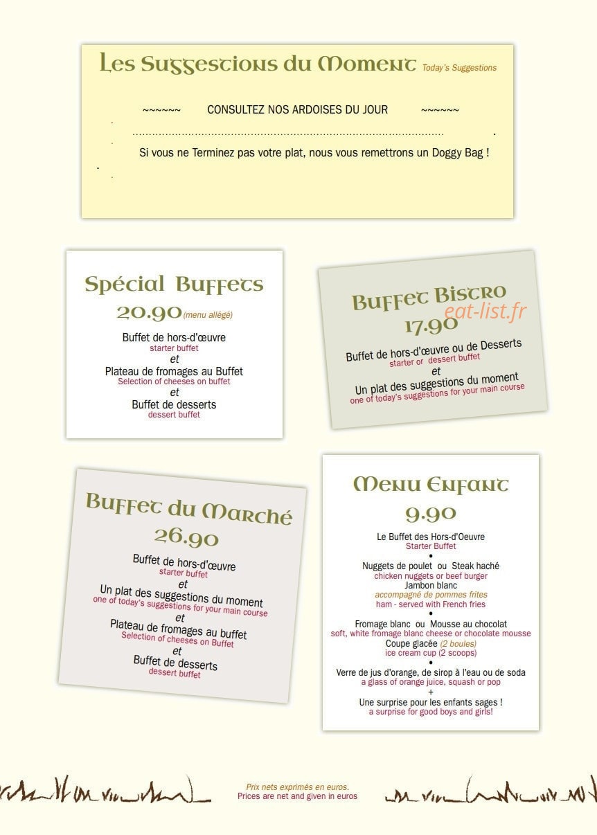 Le Bœuf au Pré — carte page 2