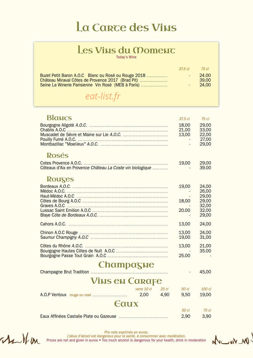 Le Bœuf au Pré — carte page 3