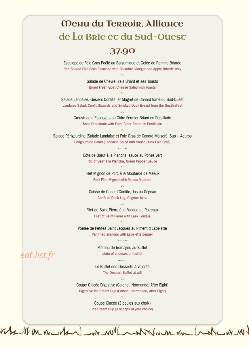 Le Bœuf au Pré — carte page 1