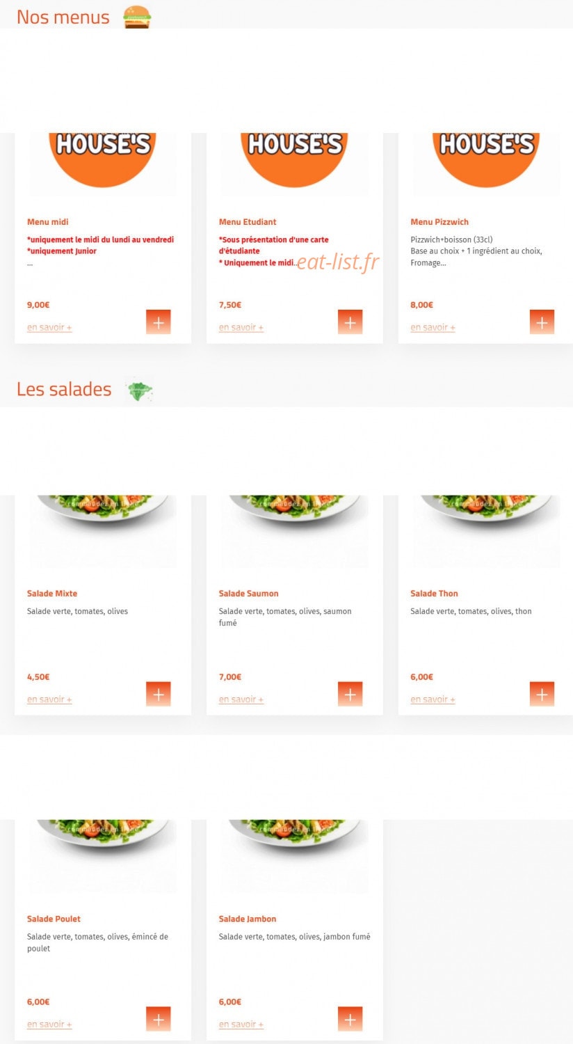Pizza House´s — carte page 6