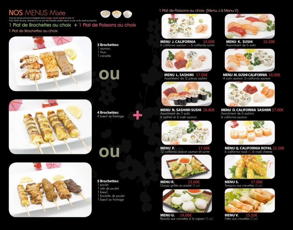 Carte et menu de Royal kyoto à Villeparisis — Les menus mixte