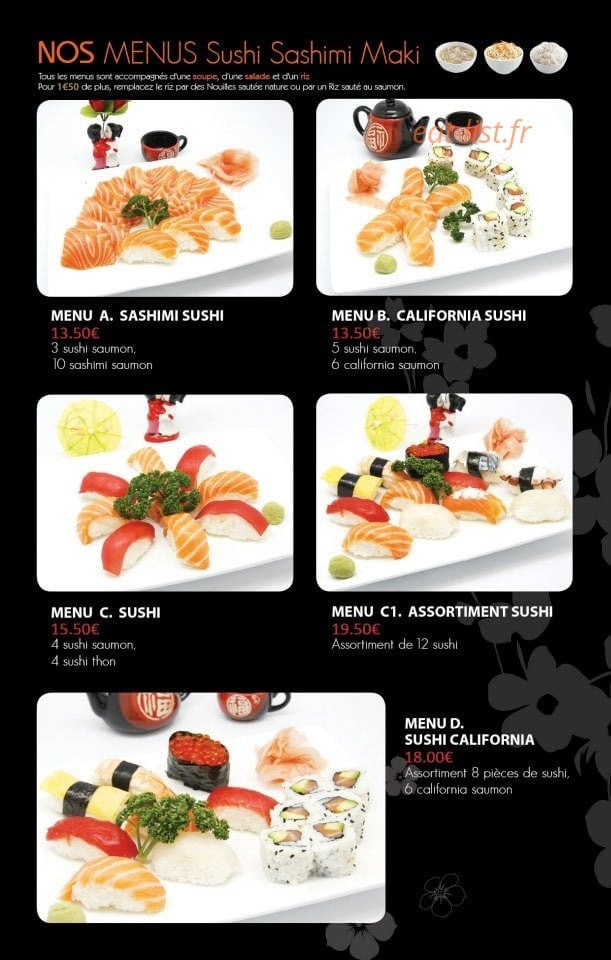 Carte et menu de Royal kyoto à Villeparisis — Les menu sush, sashimi maki
