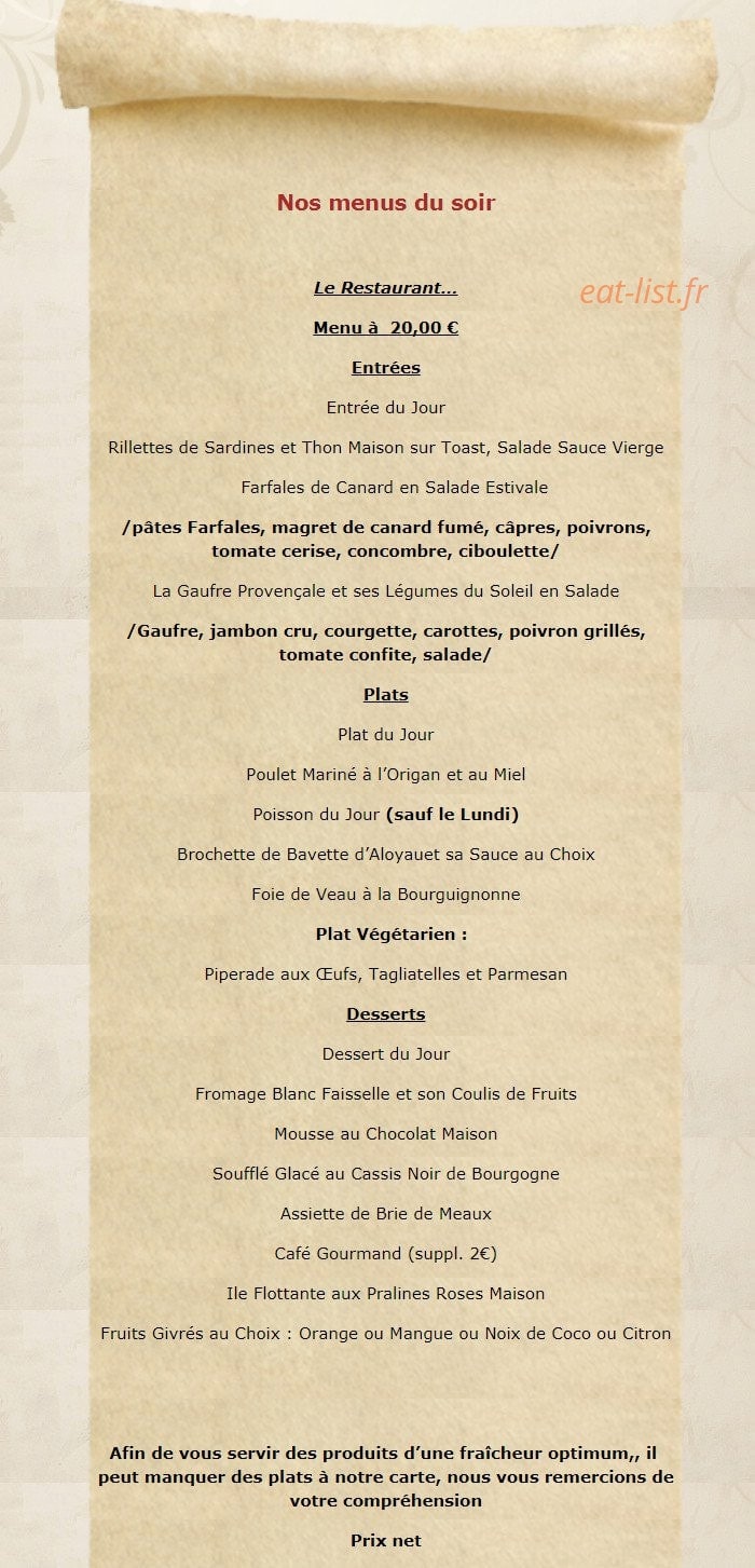 Le Restaurant — carte page 3