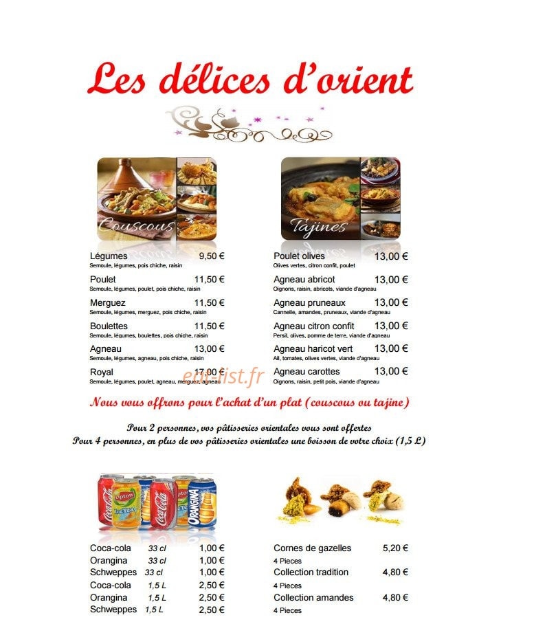 Les délices d'orient — carte page 1