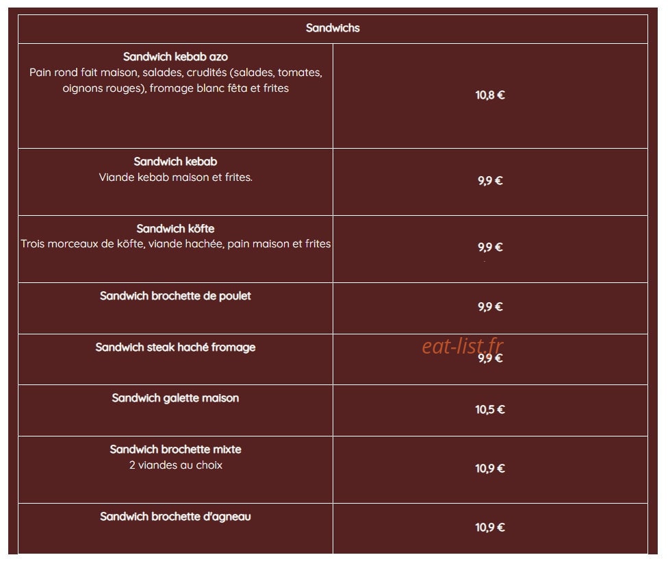 Kebab Azo Grill — carte page 4