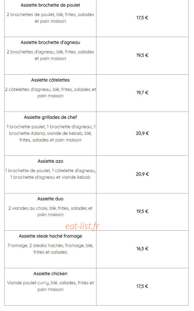 Kebab Azo Grill — carte page 3