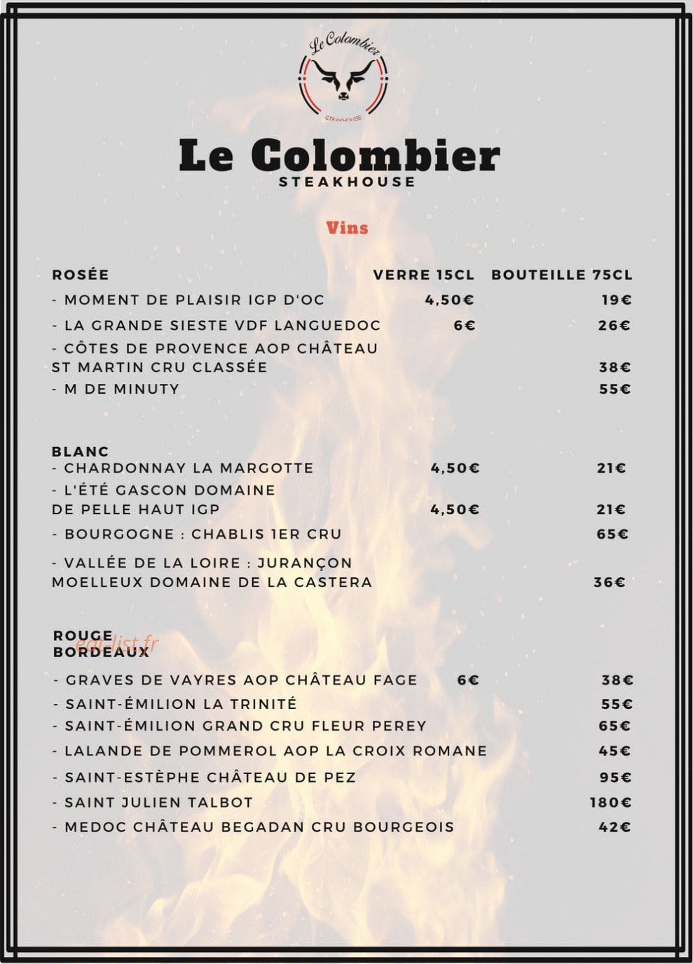 Le Colombier Steakhouse — carte page 6