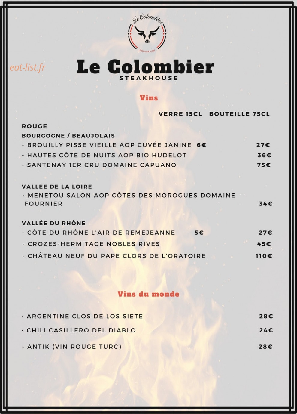 Le Colombier Steakhouse — carte page 7
