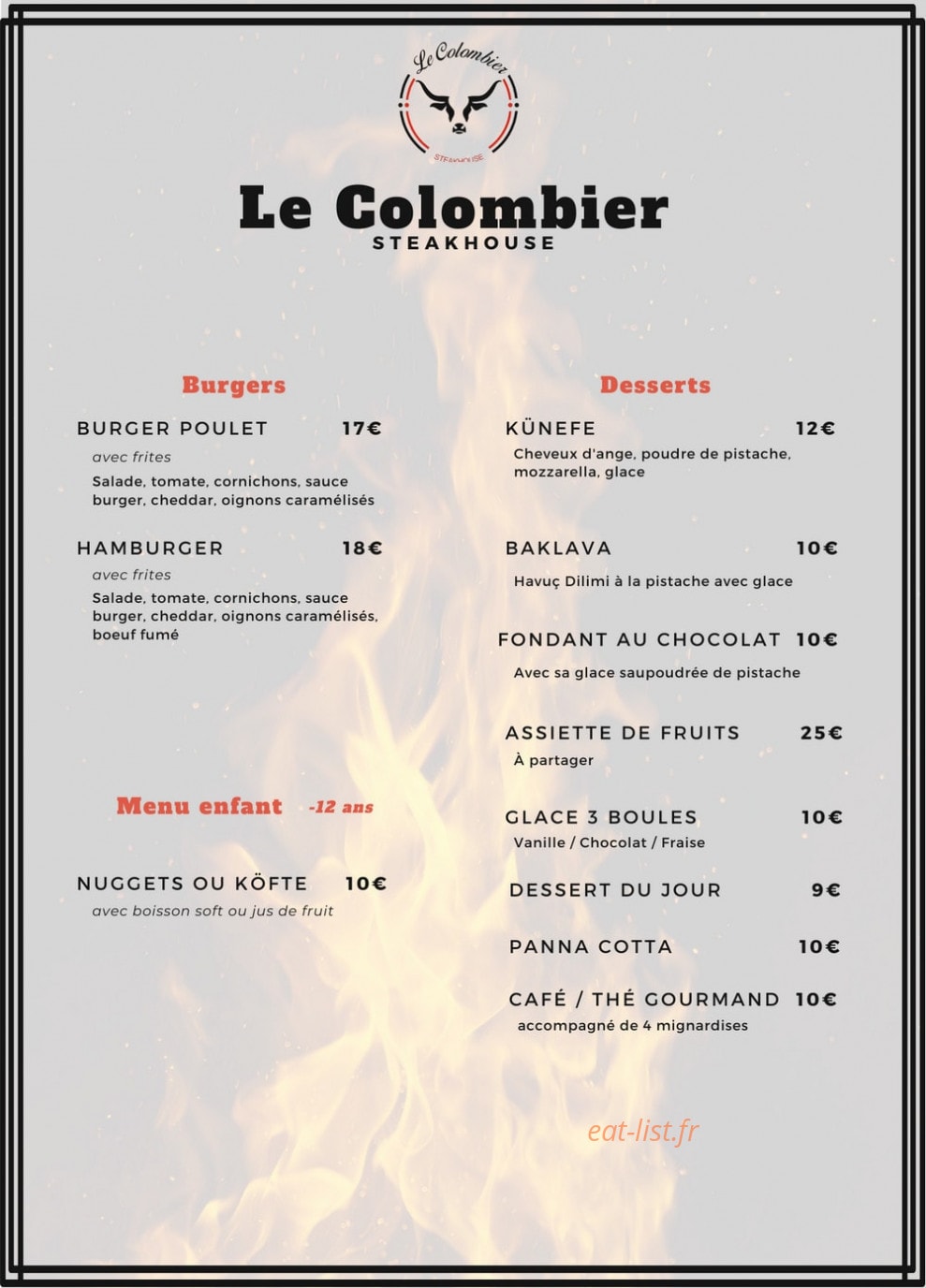 Le Colombier Steakhouse — carte page 4