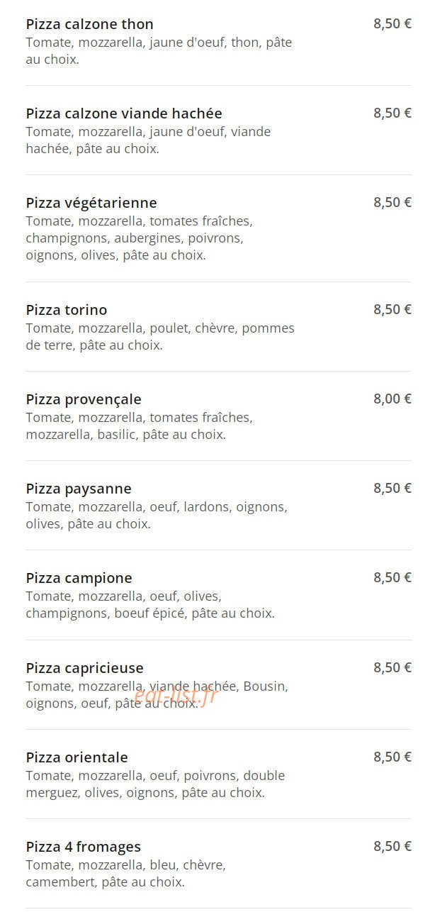Maestro Pizza — carte page 2