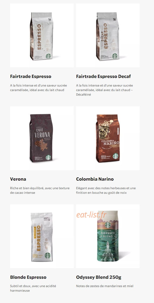 Starbucks Coffee — carte page 31