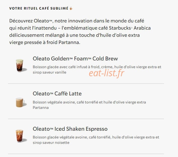 Starbucks Coffee — carte page 29