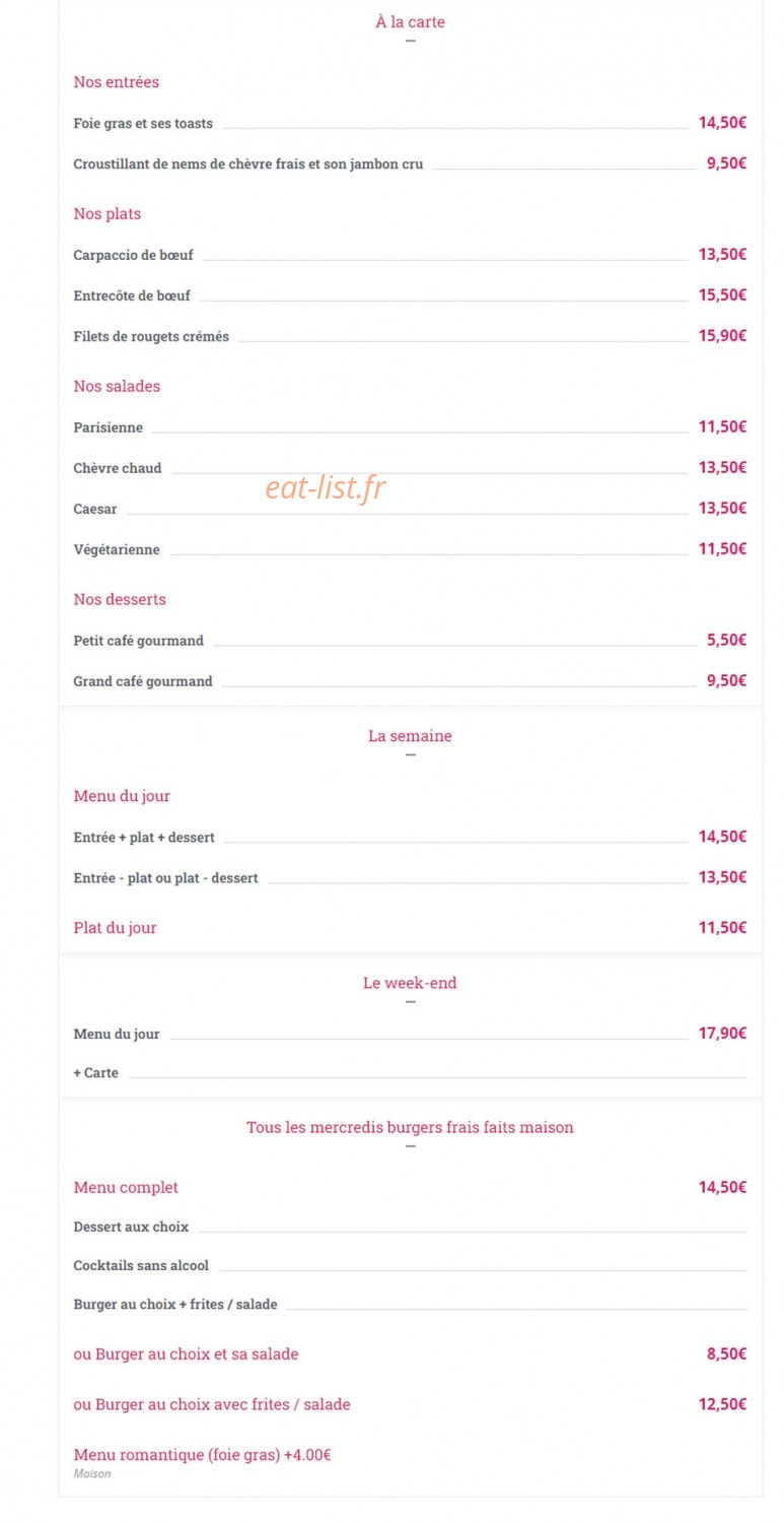 Au Buffet de la Gare — carte page 2