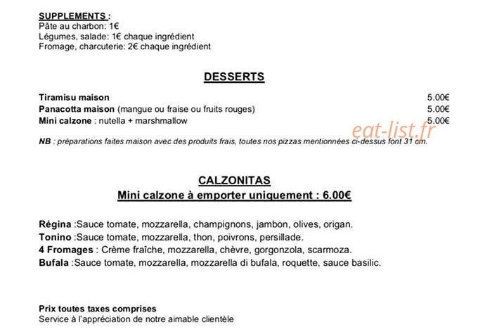 Au Comptoir À Pizzas — carte page 4