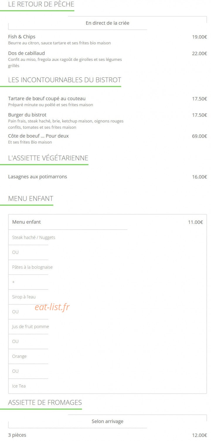 Bistrot des Amis — carte page 2