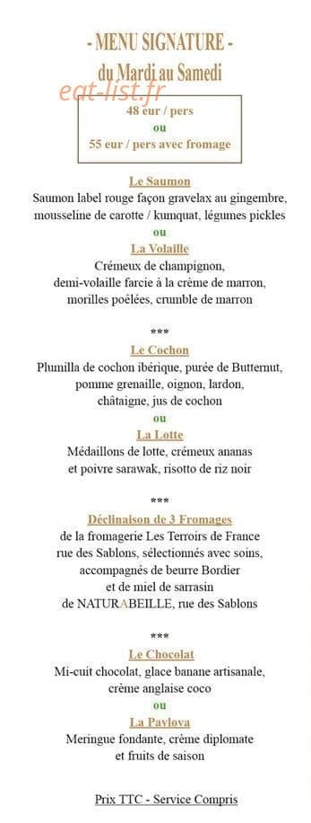 L'atelier du goût — carte page 1