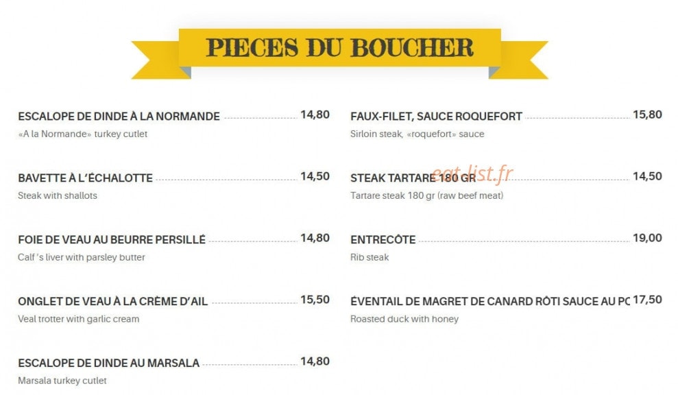 La Taverne — carte page 9