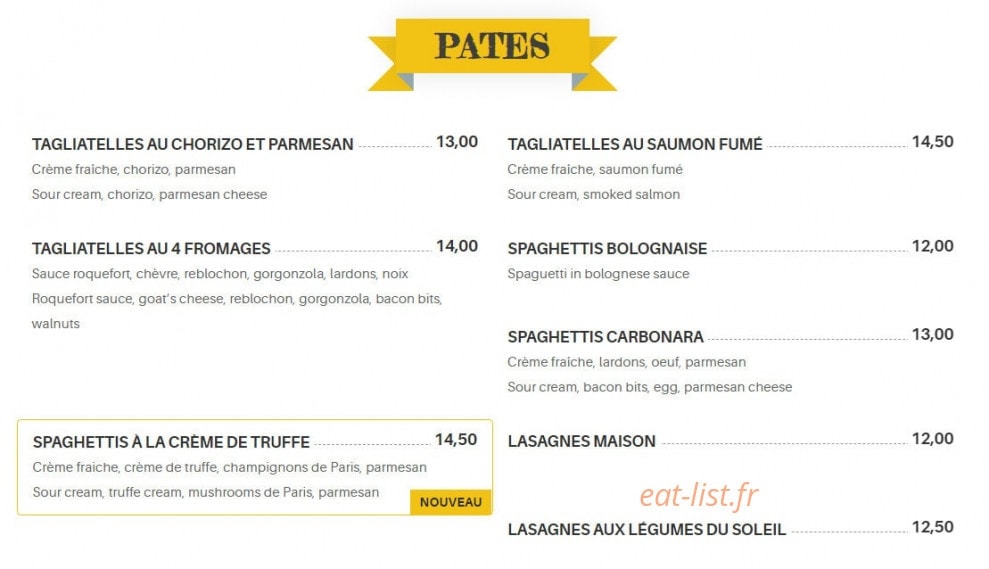 La Taverne — carte page 12