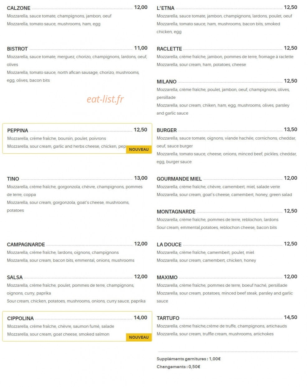La Taverne — carte page 4