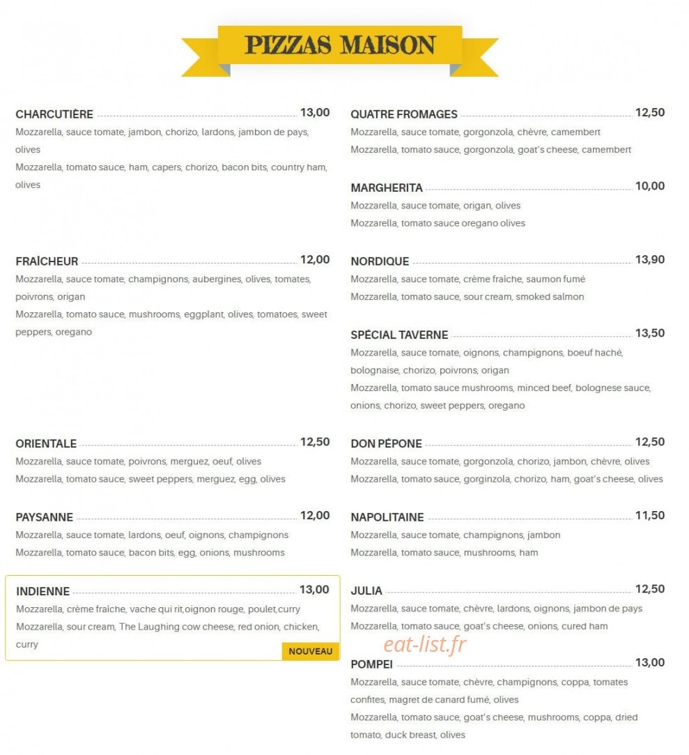 La Taverne — carte page 3