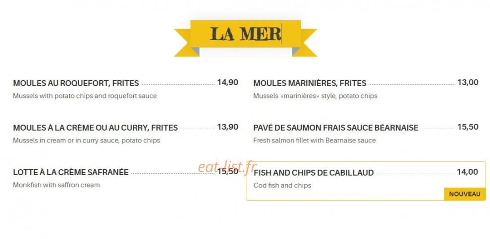 La Taverne — carte page 10