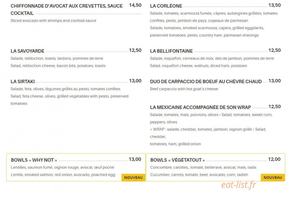 La Taverne — carte page 2