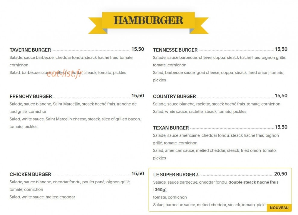 La Taverne — carte page 11