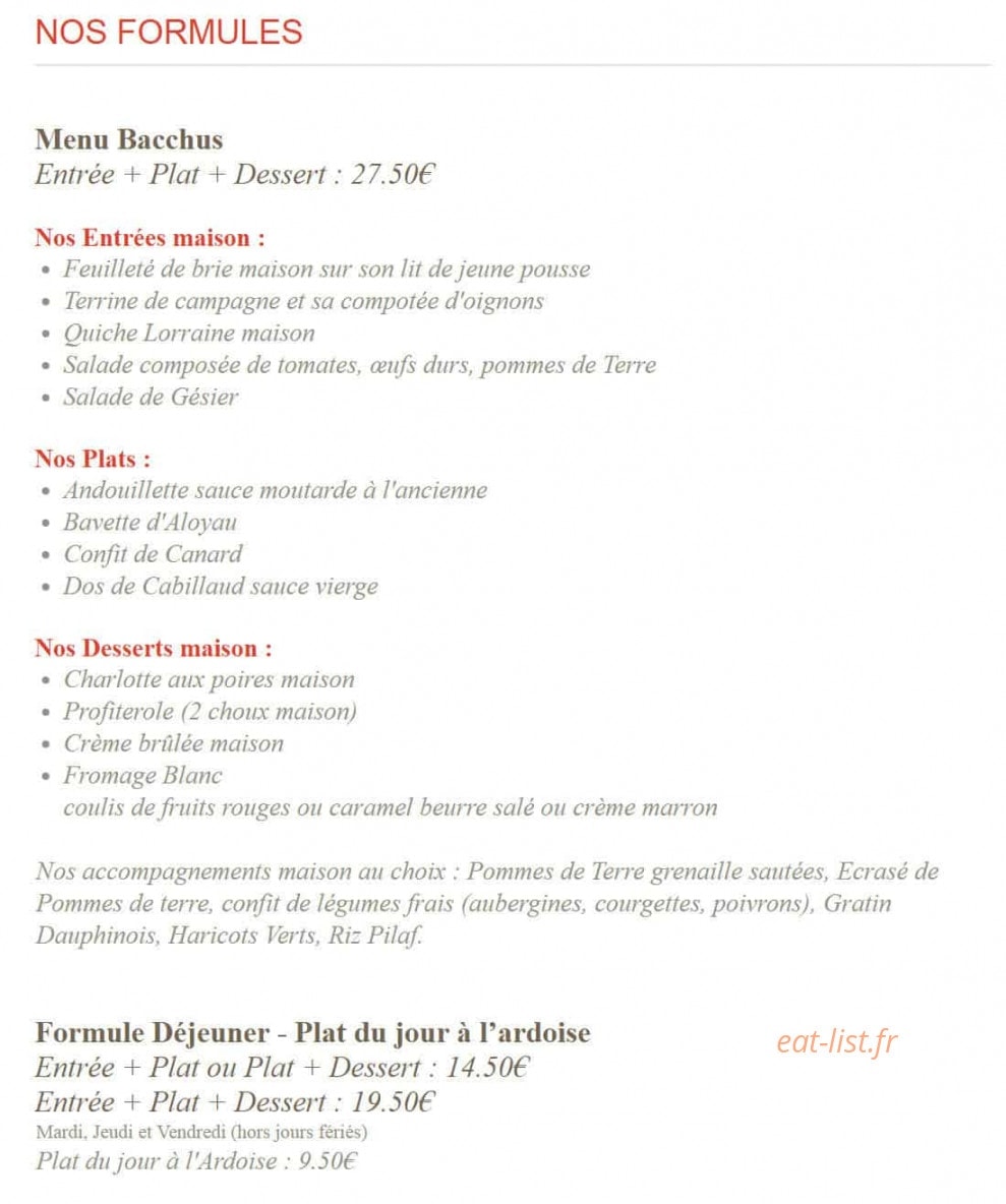 Le Bacchus — carte page 1